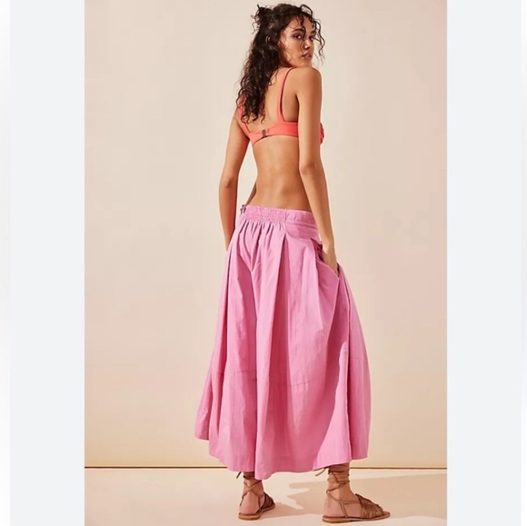 Free People Go to Town Pants I Want Candy Pink Wide Leg Cropped - Picture 6 of 15